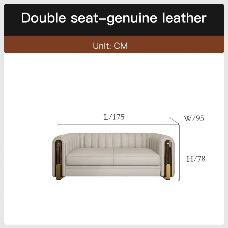 Luxury classic leather sofa set for living room and bedroom, perfect for reception and relaxation in Nordic style