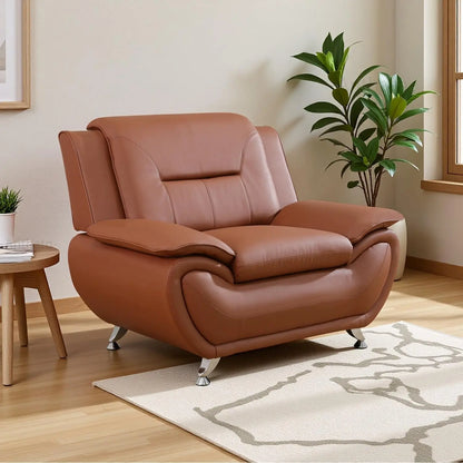 Leather Sectional Sofa Couches, Living Room Furniture Sets, 3 Pieces Modern Couch Set, Faux Leather Sofa Loveseat Chair Set with