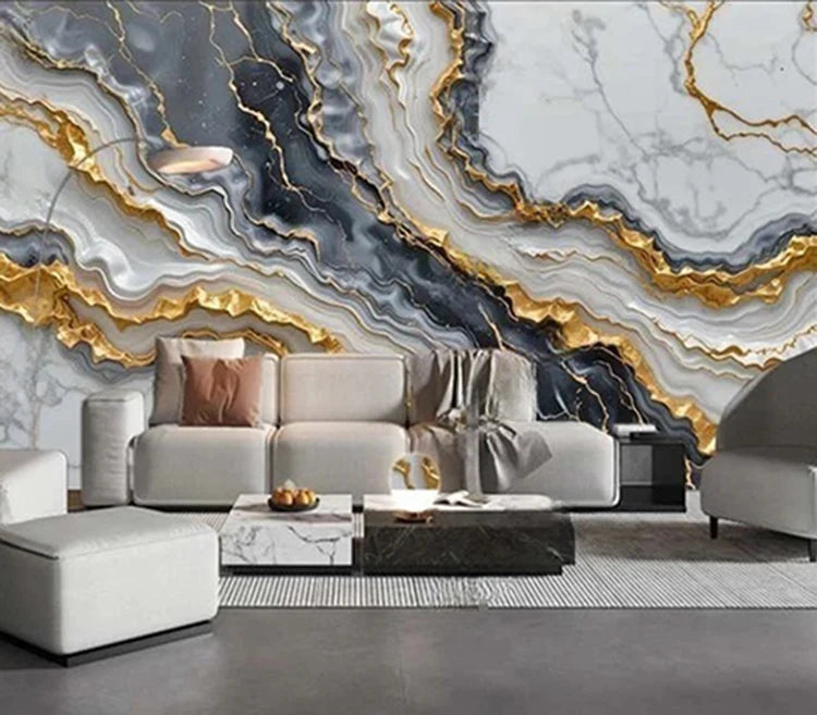 Custom Modern Abstract Marble Wallpaper Mural 3D Wallcoverings Elegant Wall Art Decor Background for Living Room Bedroom Office