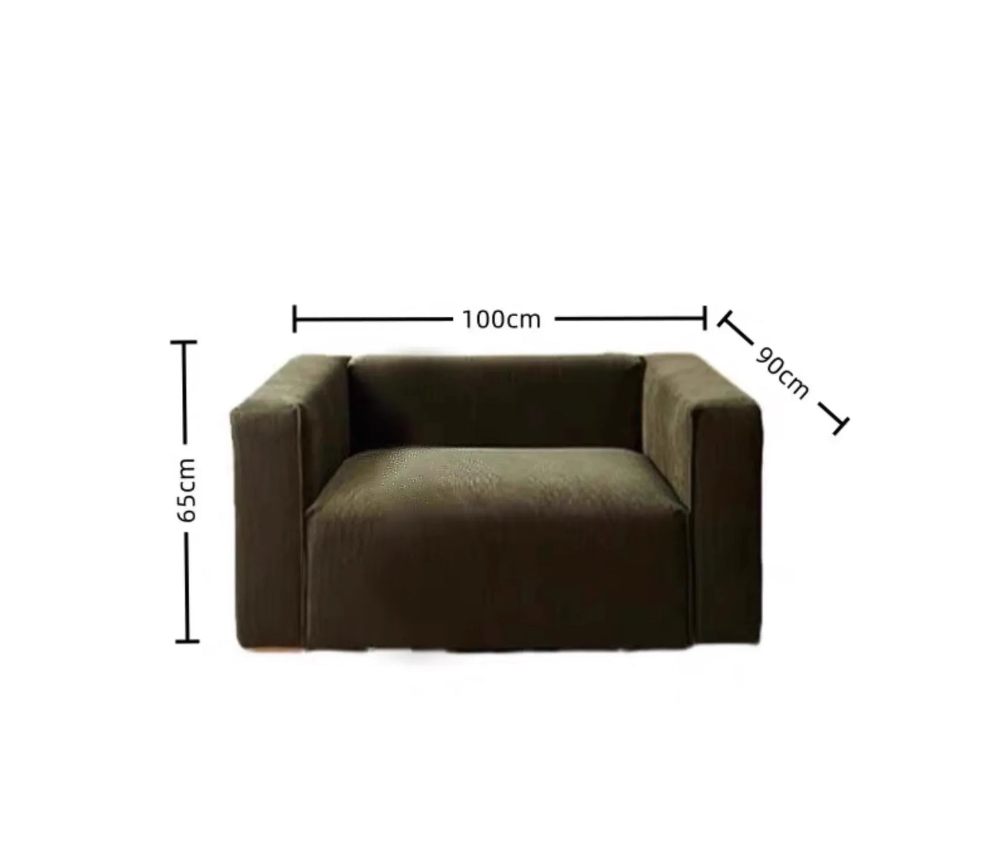 Retro corduroy tofu sofa straight row small apartment living room corner combination fabric small sofa
