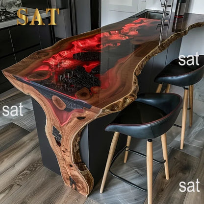 Walnut Kitchen Home Furniture Factory Direct Cafe Coffee Solid Restaurant River Epoxy Dining Table