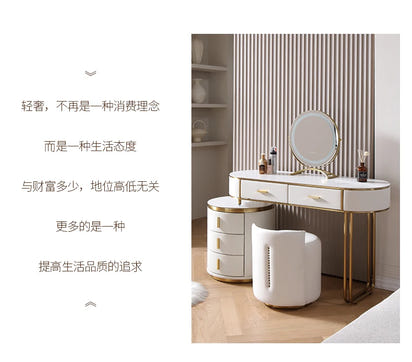 Light Mirror Vanity Table White Minimalist Drawers Storage Dressing Table Desk Makeup Mesa De Maquillaje Bedroom Furniture