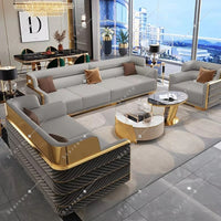 Starton Furniture Italy Design Living Room Couch Luxury Brown Genuine Leather Single Two Three Seater Sectional Sofa Set