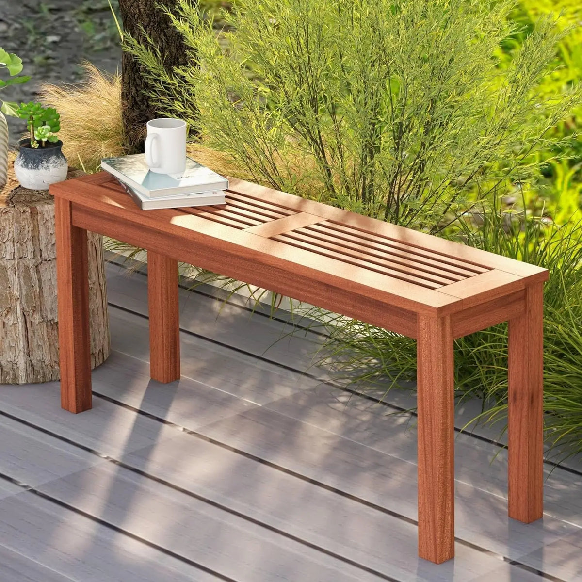Banc en bois massif pour 2 personnes, siège à lattes, cadre stable, intérieur/extérieur, salle à manger, 39,5 pouces, personnalisé