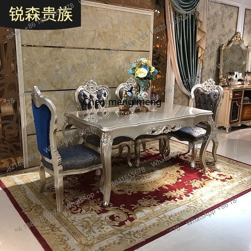 A07 French solid wood dining table and chair combination luxury carved dining table household rectangle