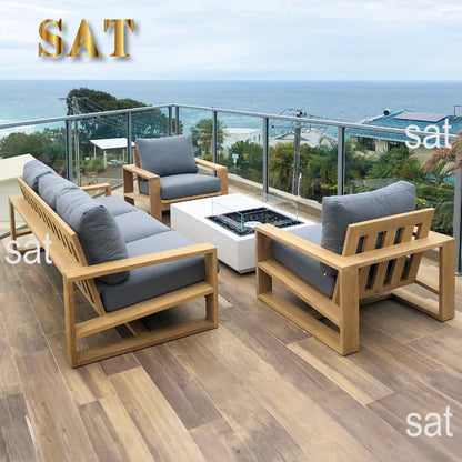 For Outdoor teak sofa set Modern simple weatherproof fabric Waterproof open-air villa courtyard garden furniture