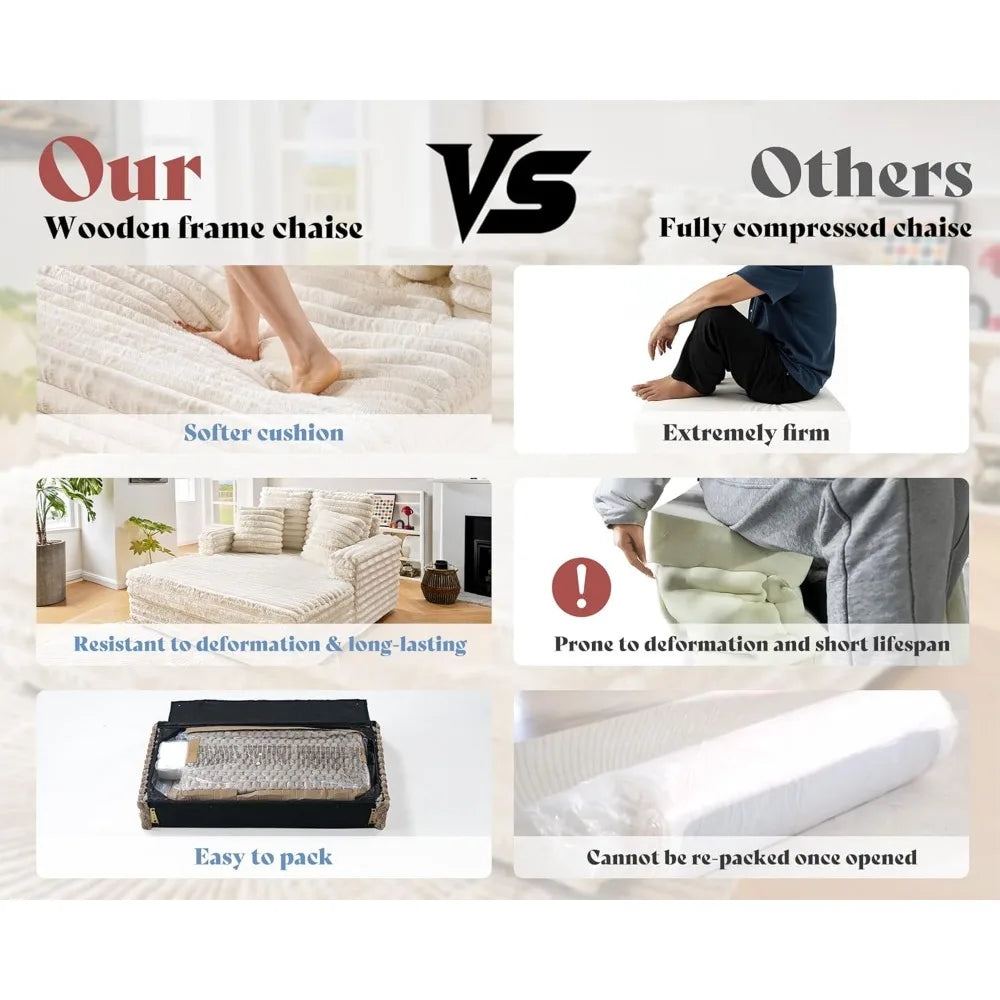 53 Inch Upholstered Chaise Lounge, Plush Sleeper Chair with Throw Pillows and Armrests, Sofa Bed Indoor for Living Room, Brown