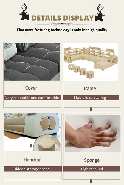 'Sectional Wood Legs Revolve Soft Cloth Modern Velvet Loveseat U shape Reclining Living Room Furniture Sofa Set