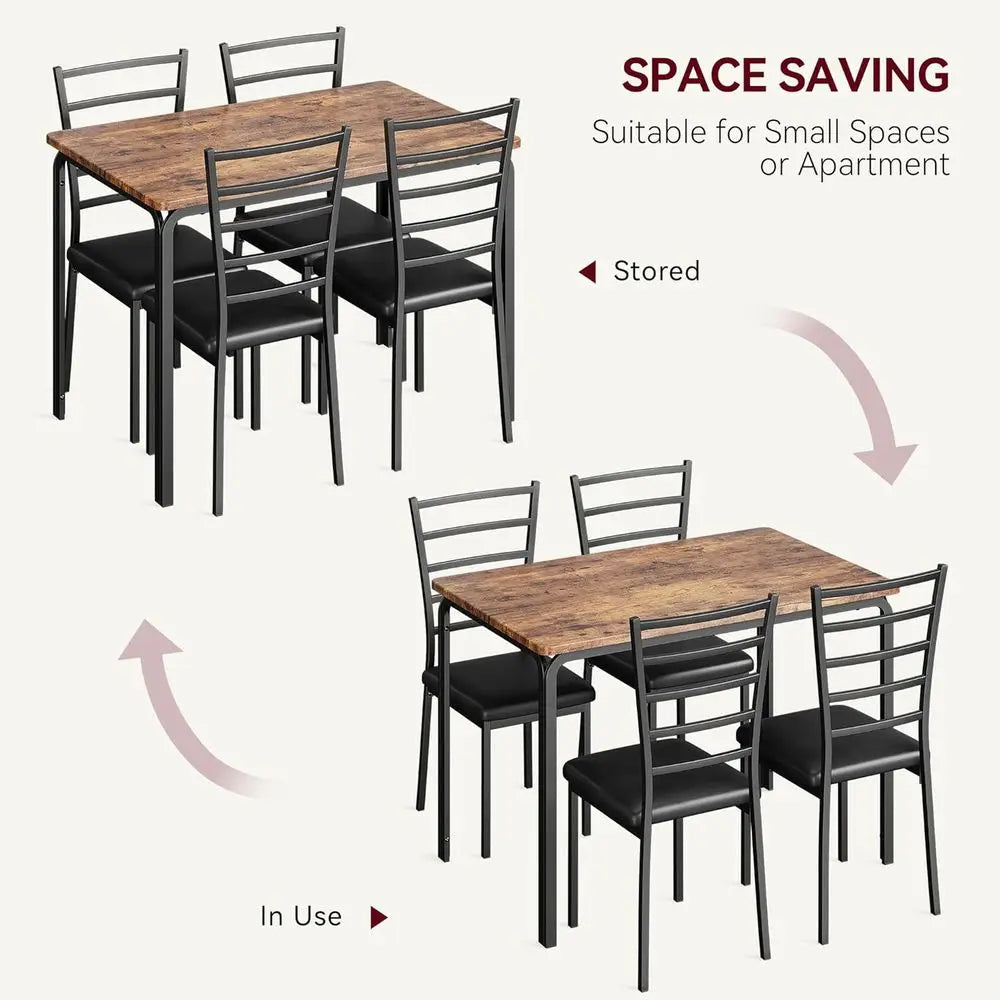 Kitchen Dining Room Table Chair Set for Small Space, Modern Dinette Set for 4, Square Dinner Table Set for Dinette, Breakfast, V