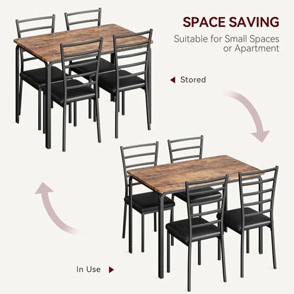 Kitchen Dining Room Table Chair Set for Small Space, Modern Dinette Set for 4, Square Dinner Table Set for Dinette, Breakfast, V
