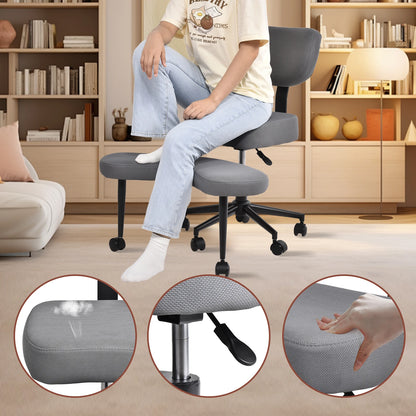 Cross Leg Chair - Meditation Chair with Wheels, ADHD Chair, Height Adjustable Seat, Adjustable Footstool