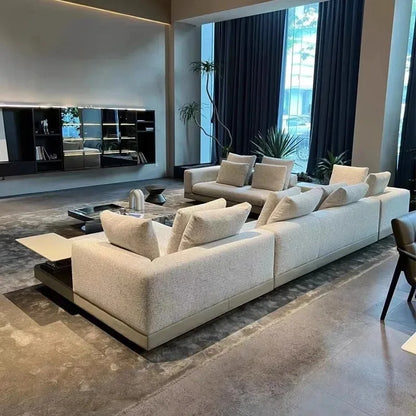 Italian minimalist sofa villa large flat floor U living room cotton and linen fabric corner princess furniture