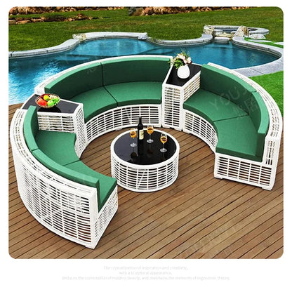 furniture sofa combination garden terrace leisure rattan circular courtyard outdoor open-air rattan chair for living room