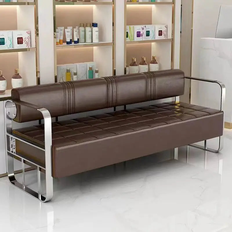 Famous Hair Salon Area Bench Hair Salon Waiting Light Luxury Stainless Steel Bar Sofa