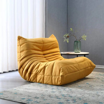 Single sofa living room bedroom lazy fabric leather leisure chair small apartment cream wind