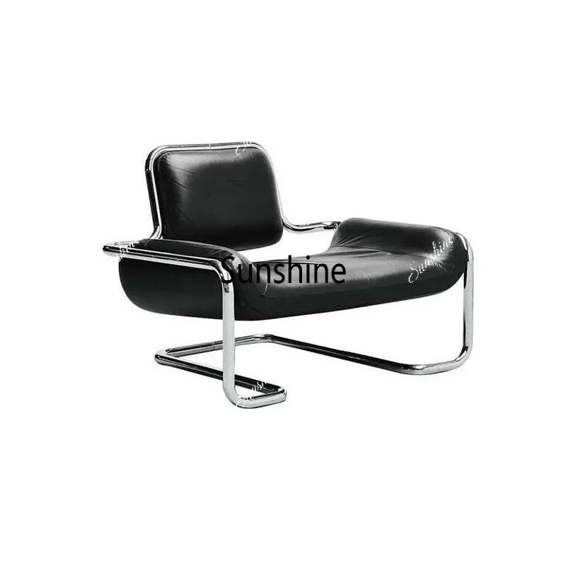 Nordic hardware leather bending chair simple living room balcony back chair