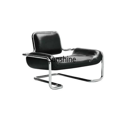 Nordic hardware leather bending chair simple living room balcony back chair