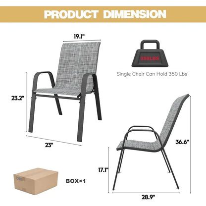 Patio Dining Chairs Set of 4 Outdoor Stackable Dining Chairs for All Weather 330lbs Capacity Heavy Duty Textilene Fabric Rustpro