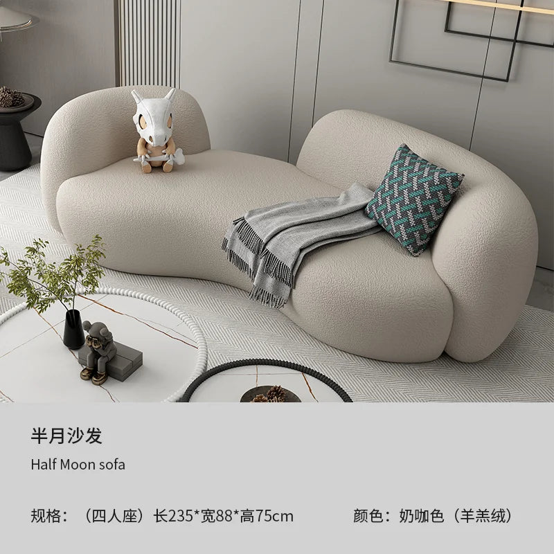 Modern Minimalist Living Room Sofa Berber Fleece Double lounge living room sofas elegant comfortable