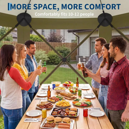 Feet 6-Sided Pop Up Gazebo Screen Tent with Mesh Panels