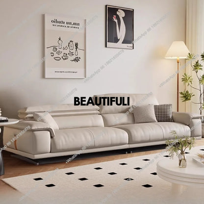 H Genuine Leather Italian Living Room Sofa Luxury Lounge Designer Minimalist Sofas Modern Family Muebles Furniture Decoration