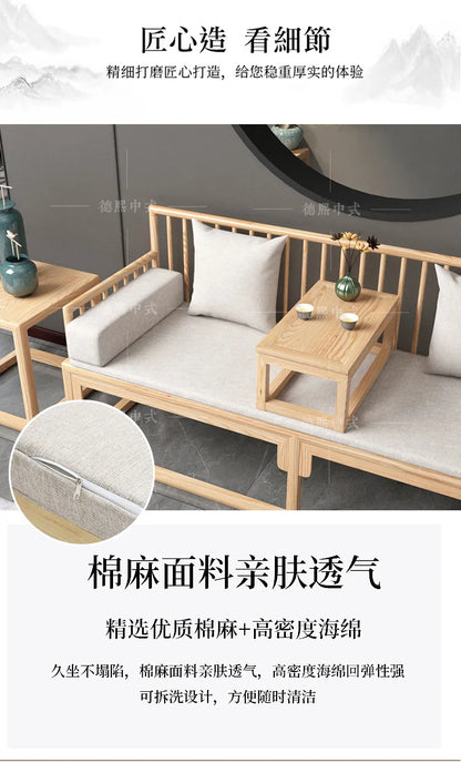 Han Solid Wood New Chinese Sofa Combination Living Room Zen Bed Hotel Homestay Push