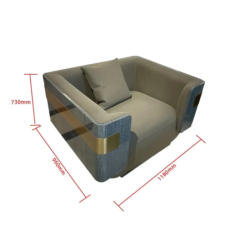 4yj9 Italian Style Light Luxury Genuine Leather Sofa Set Villa Living Room Combination Furniture Postmodern Hong Kong Style