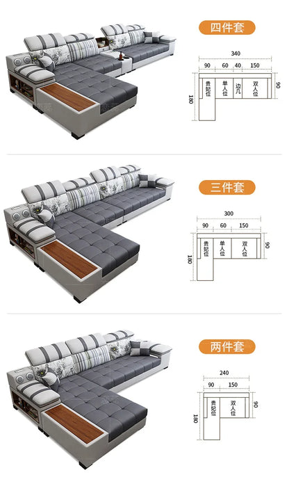 Nordic Luxury Technology Cloth Sofa for Living Room Furniture Modern Living Room Sofa Combination Large Apartment Sofa Set u