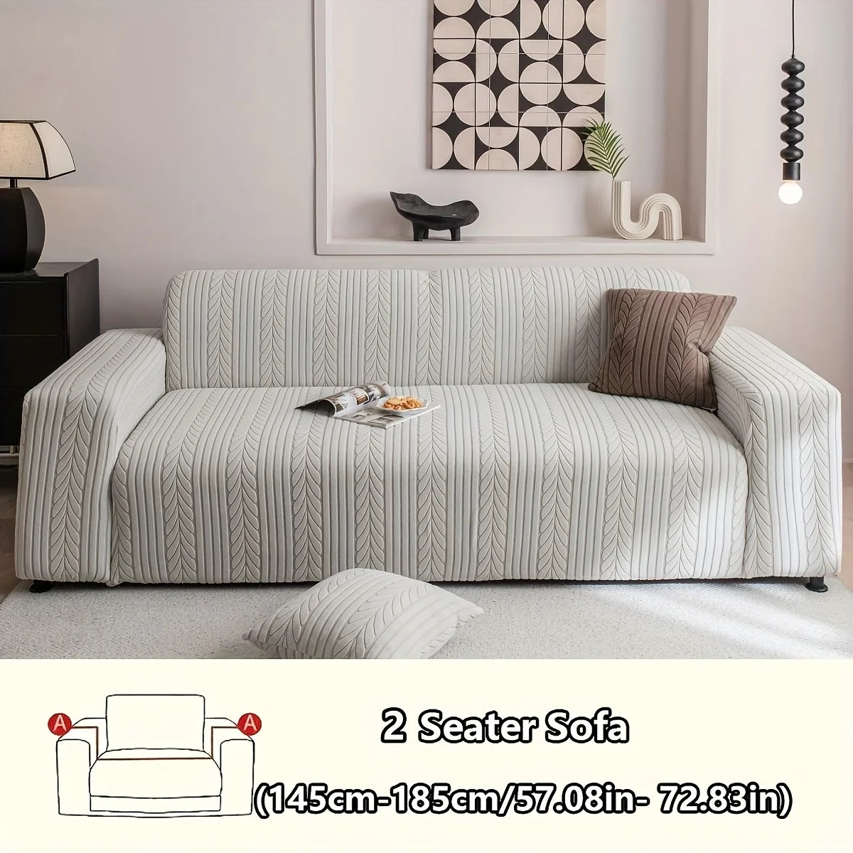 Washable Sofa Cover, Elastic 1pc Striped Sofa Cover | Anti-Scratch & Non-Slip Couch Protector for All Seasons