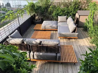 Nordic Solid Wood Sofa Chair Leisure Patio Living Room Furniture Villa Luxury Sofa Combination Garden Furniture Sets Rattan