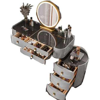 Solid wood new dresser glass bedroom modern simple style light luxury Internet celebrity small makeup table rock slab makeup