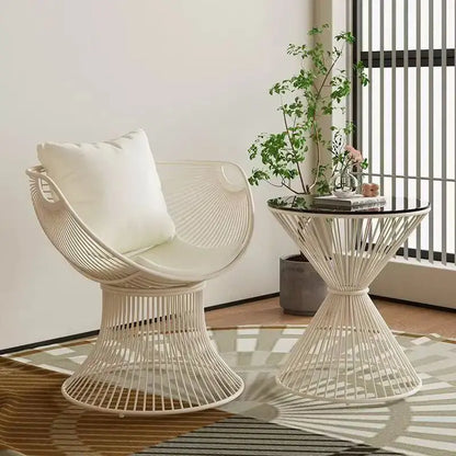 Cream Style Single Sofa Chair Designer Light Luxury Living Room Reception Table Balcony Leisure Table Chair Three Piece Set