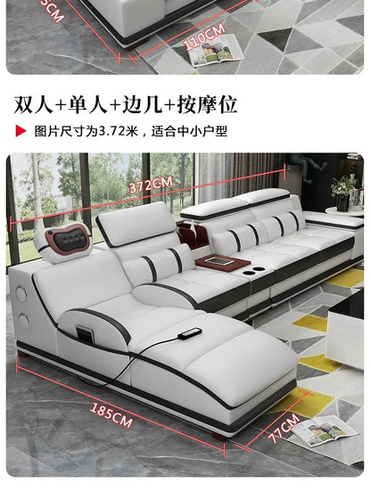 Popular and durable massage seat, cowhide multifunctional living room furniture, leather art storage, sofa combination