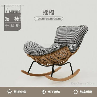 Modern Rattan Living Room Chairs Leisure Lazy Back Sofa Home Lounge Chair Outdoor Balcony Rocking Chair Living Room Furniture