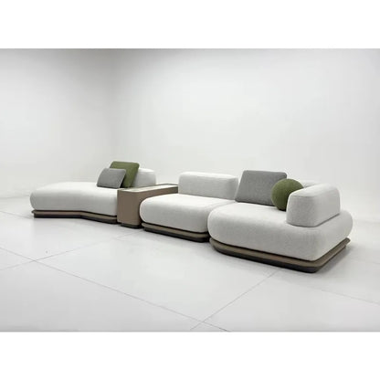 Luxury cream curved sofa set with marble coffee table