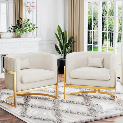 Velvet Accent Chair with Gold Legs - Modern Upholstered Armchair for Bedroom or Living Room