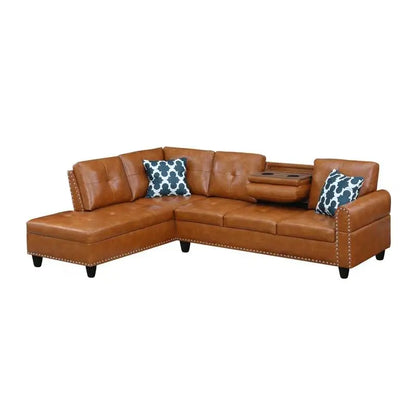 2-Piece Faux Leather Sectional Sofa - Stylish and Comfortable Living Room Furniture Set
