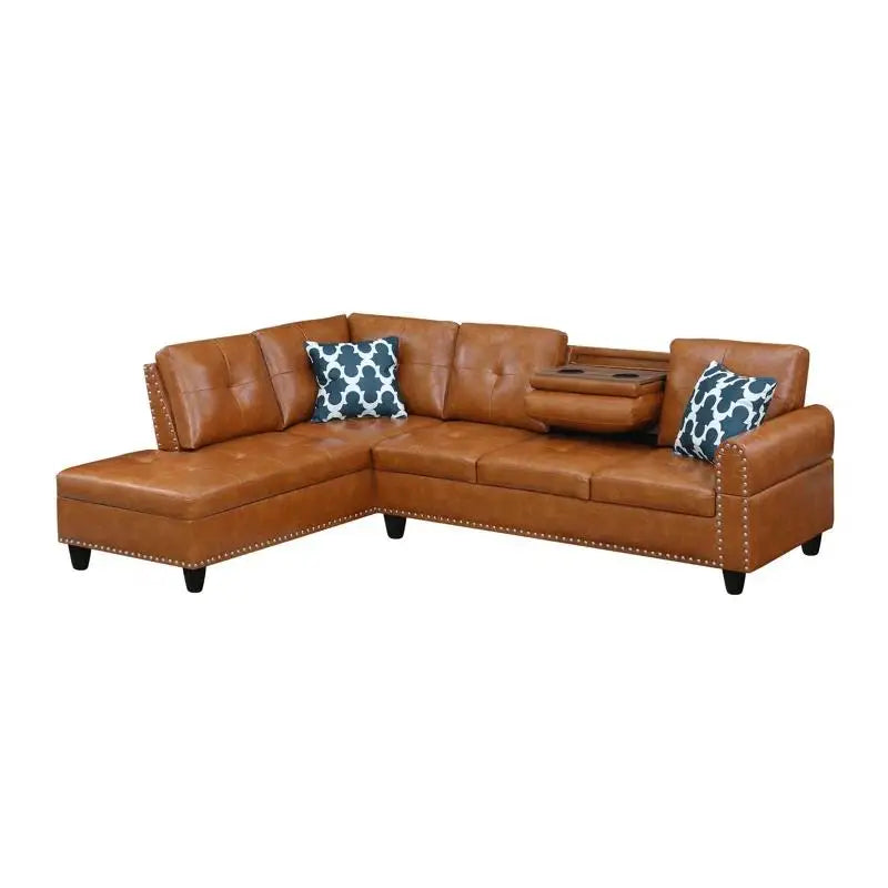 2-Piece Faux Leather Sectional Sofa - Stylish and Comfortable Living Room Furniture Set