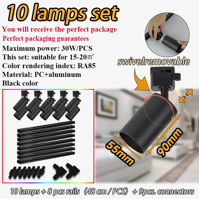 gu10 Light Fixture GU10 Track Light Set Smart Spotlights Replace Dimming Rail Lighting Kitchen Spot Light ceiling 110V Light