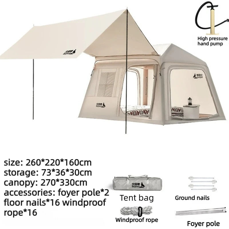 Portable Inflatable Tent Waterproof Sun Protection Thickened Quickly Open Tents Nature Hike Family Travel Camping Shelter Tents