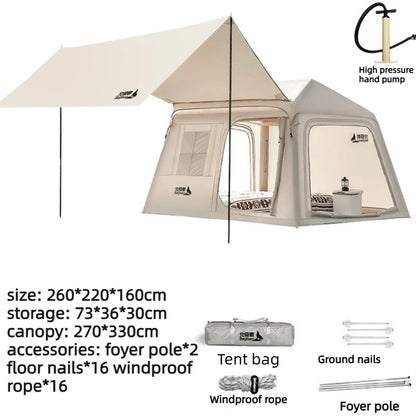 Portable Inflatable Tent Waterproof Sun Protection Thickened Quickly Open Tents Nature Hike Family Travel Camping Shelter Tents