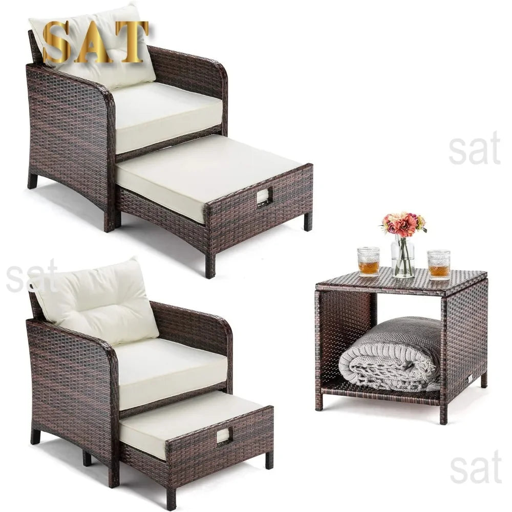 #For 5 Pieces Wicker Patio Furniture Set Outdoor Patio Chairs with Ottomans Conversation Furniture with coffetable&