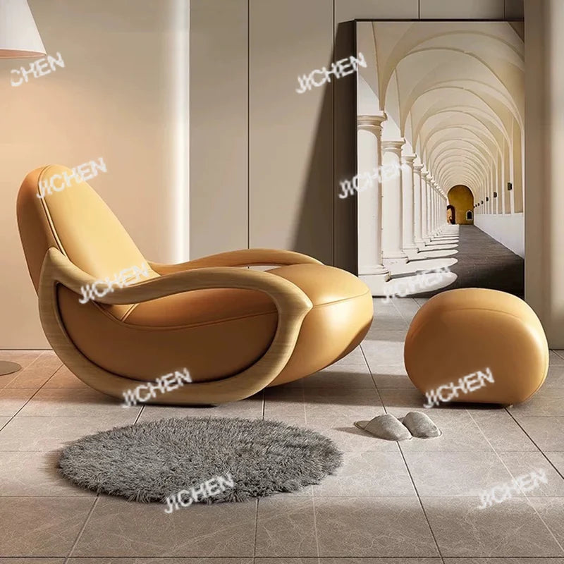 JC Italian Support Living Room Chairs Simple White Lazy Designer Recliner Chairs Armchair Sofa Comfy Fauteuil Salon Home