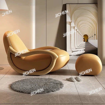 JC Italian Support Living Room Chairs Simple White Lazy Designer Recliner Chairs Armchair Sofa Comfy Fauteuil Salon Home