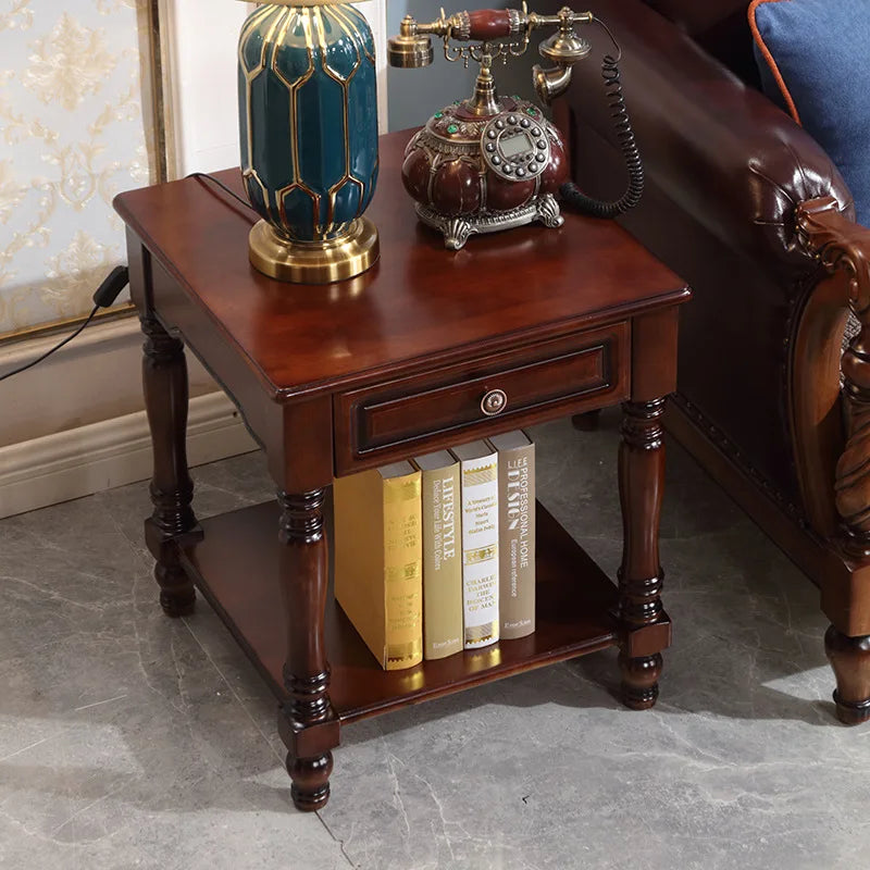 American pastoral all-solid wood sofa, European living room leather sofa, small household, coffee table type, combined light