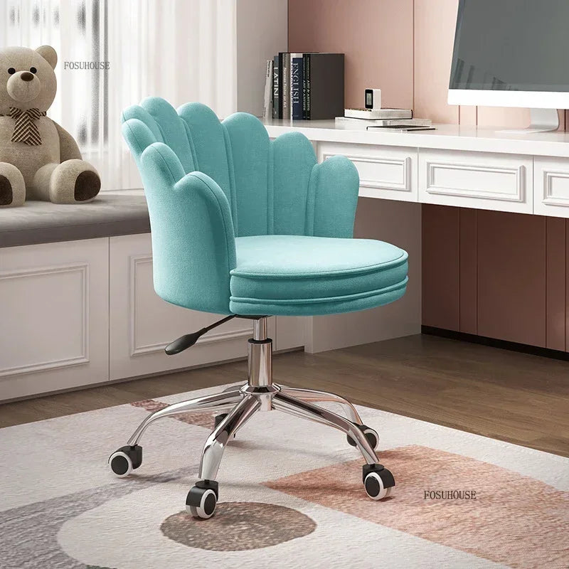 Creative Simple Fabric Petal Office Chairs Household Bedroom Gaming Chairs Lift Backrest Computer Chair for Study Desk Chair WW