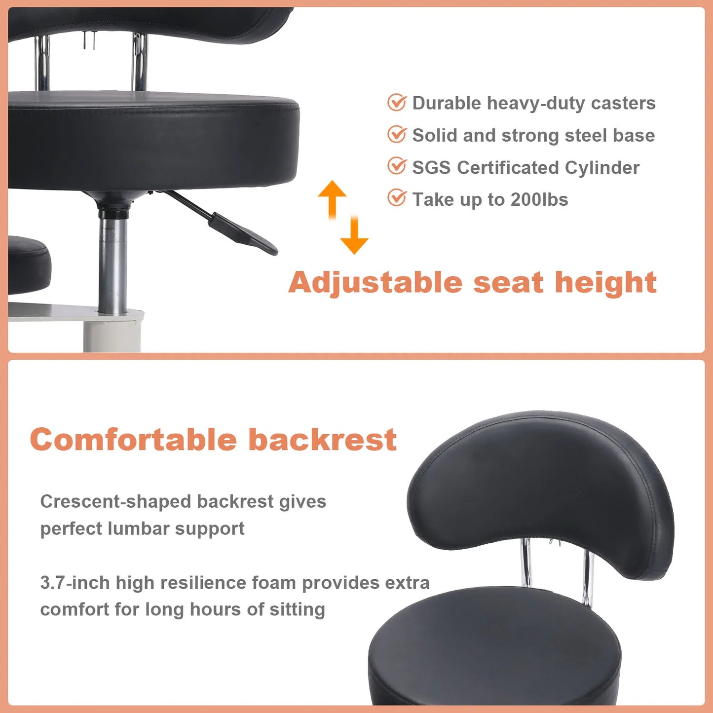Cross Leg Chair - Meditation Chair with Wheels, ADHD Chair, Height Adjustable Seat, Adjustable Footstool