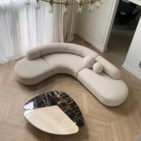 Modern Curved Sofa Set Furniture   Fabric Round White Living Room Sofa Apartment Boucle Semi-circular Sofa