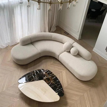 Modern Curved Sofa Set Furniture   Fabric Round White Living Room Sofa Apartment Boucle Semi-circular Sofa