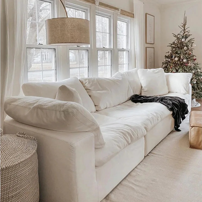 Compact Straight-Back Fabric Sofa Vacuum Compressed Cloud Feel L-Shaped Sofa for Living Rooms Sectional Foam Sofa Set Furniturep